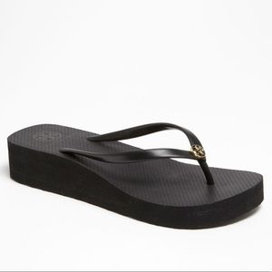 Tory Burch Wedge Thin Flip Flop, Black
